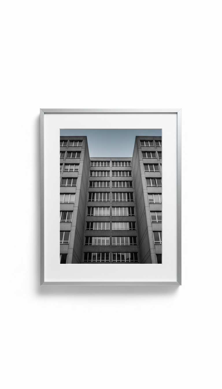 Monochrome Architectural Photo In Frosted Silver Frame