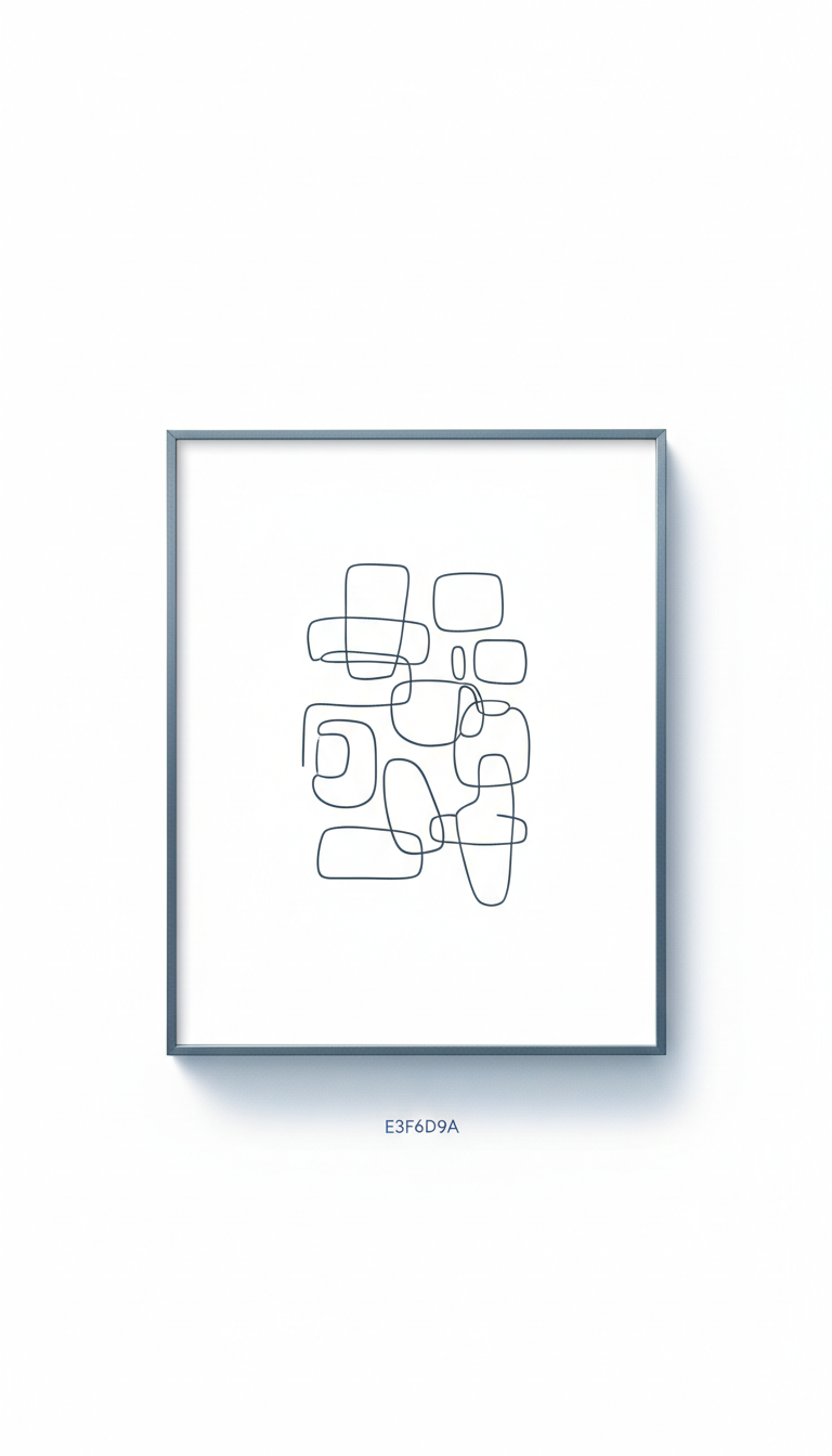 Minimal Line Art Print In Graphite Ink Frame