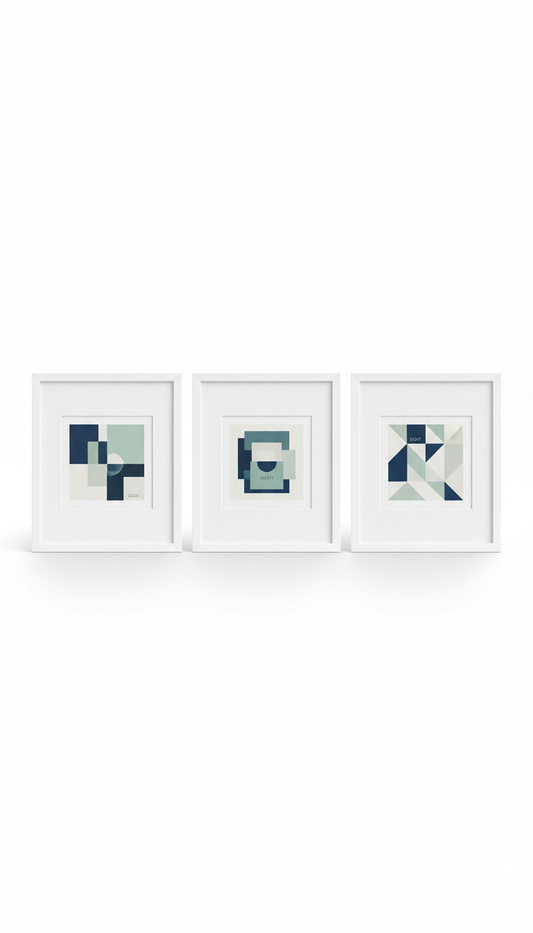 Geometric Polaroid Photo Trio With Matching Frames