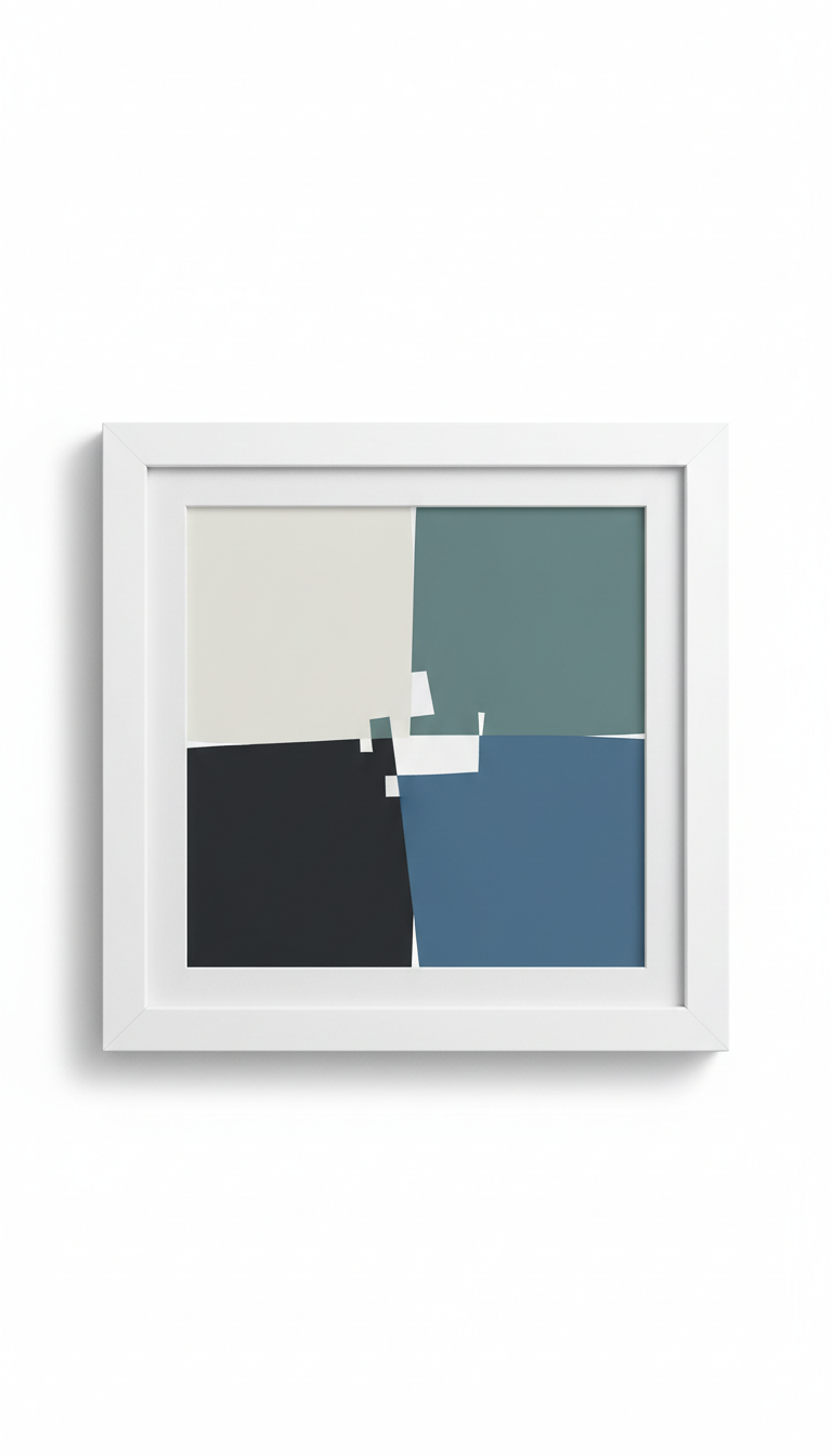 Color Block Art Print With Matte White Frame